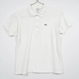Vintage Lacoste Polo Shirt Womens 38 6 White Made in France Small Crocodile Logo